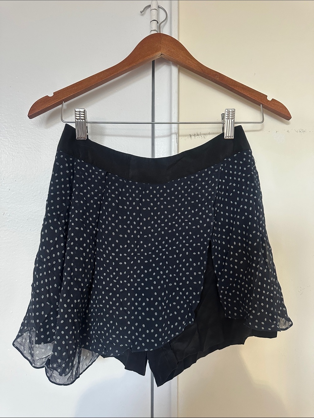 Club Monaco Black Polka Dot Asymmetrical Layered Skirt